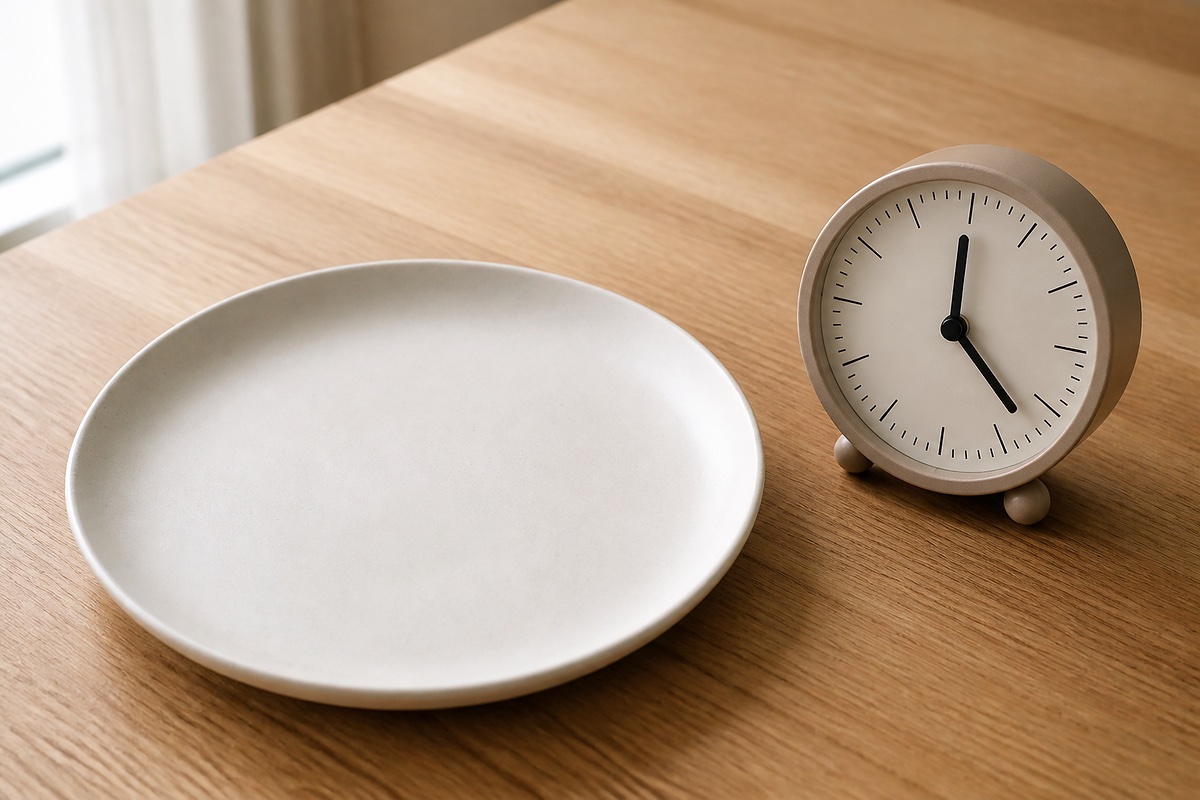 Stylised clock face with half its dial shaded, representing a restricted eating window