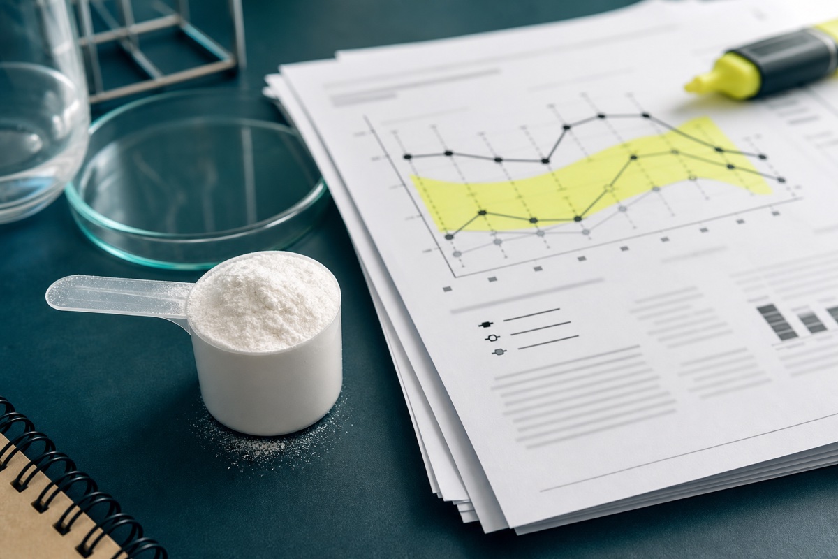 Line chart showing a larger cognitive-performance gap between creatine and placebo groups under sleep deprivation than under normal rest